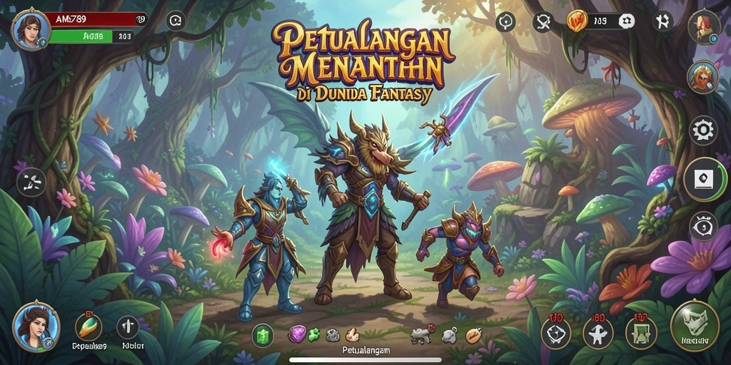 Tampilan antarmuka AMS789 yang menawan dengan elemen petualangan yang kuat.
