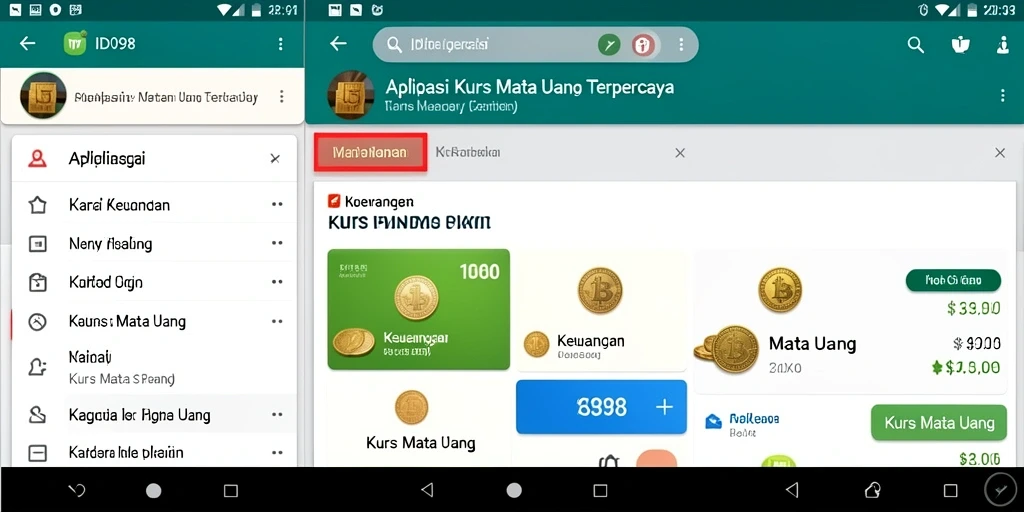 Tampilan antarmuka utama ID098 dengan informasi kurs terbaru.