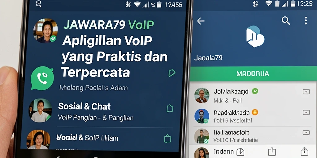 Antarmuka aplikasi JAWARA79 dengan fitur VoIP Panggilan yang praktis.