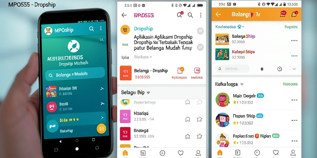 Tampilan antarmuka sederhana MPO555 untuk kemudahan belanja Dropship.