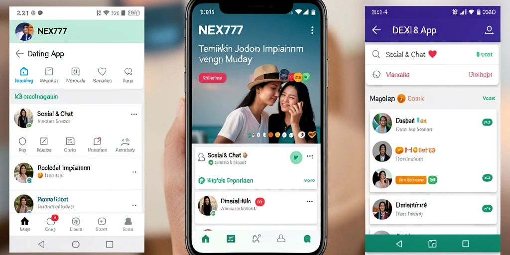 Tampilan antarmuka NEX777 menampilkan fitur-fitur interaktif untuk mencari pasangan.