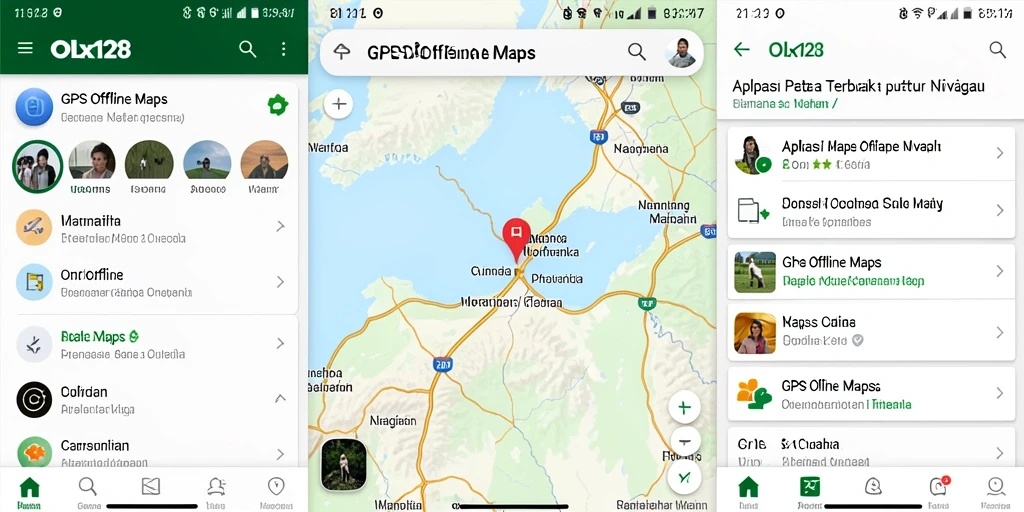 Antarmuka intuitif aplikasi GPS Offline Maps OLX128.