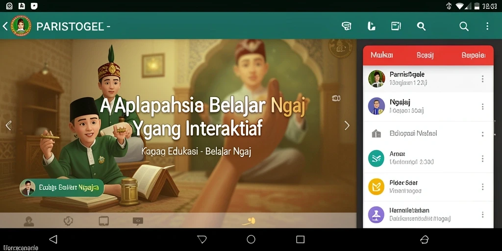 Antarmuka aplikasi PARISTOGEL untuk Belajar Ngaji yang menarik.