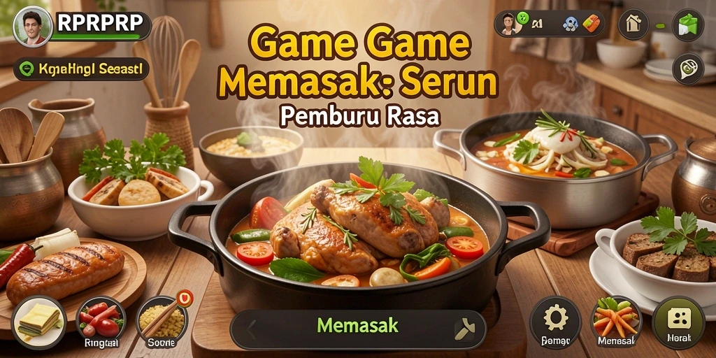 Tampilan antarmuka RPRPRP yang menarik dan berwarna-warni dengan berbagai opsi memasak.
