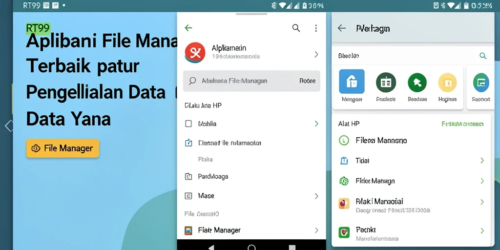 Screenshot antarmuka RT99 yang menunjukkan fitur pengelolaan file yang lengkap.
